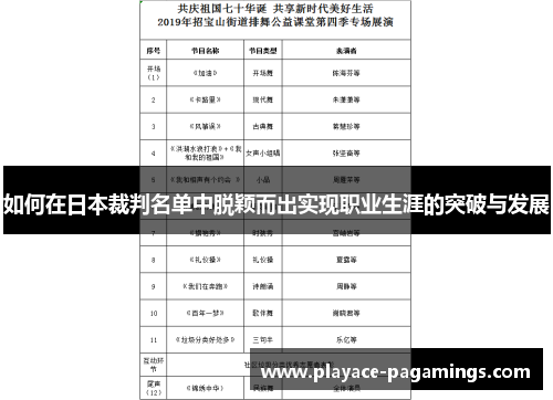 如何在日本裁判名单中脱颖而出实现职业生涯的突破与发展